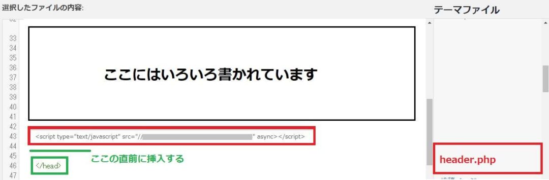 headにMyLinkBoxのJavaScriptコードを挿入